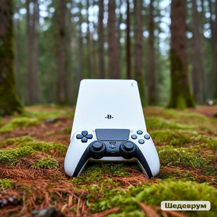 Что будет чувствовать человек, играя на PlayStation 5 среди сосен в лесу на мхе